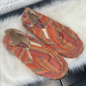 Tony LamaOrange Striped Slip-On Women's Shoes